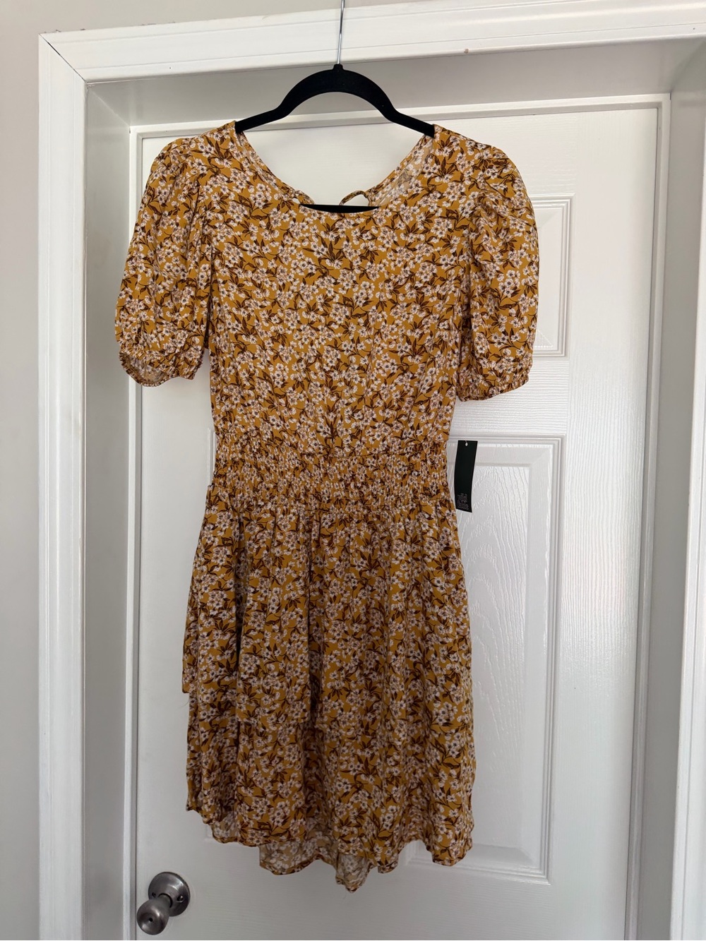 wild fable Mustard Floral Smocked Mini Dress